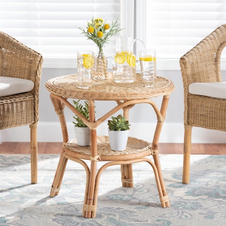 Baxton Studio Abbey Modern Bohemian Natural Brown Antique Rattan Coffee Table 219-12718-ZORO